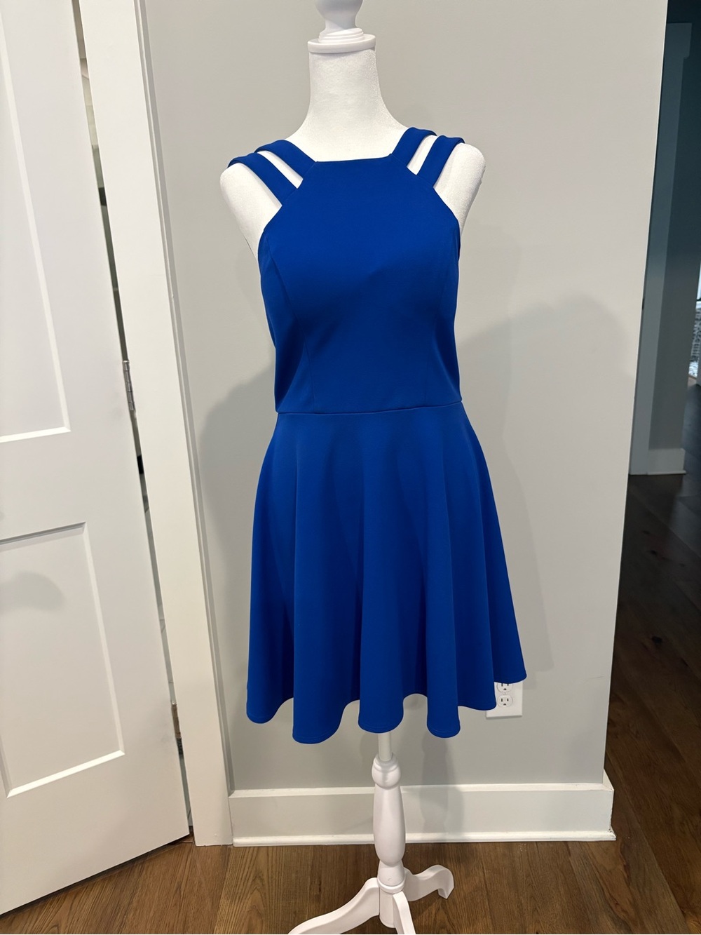 Cobalt Blue Double-Strap Skater Dress